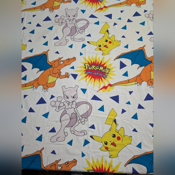Vintage Pokemon Cotton Flannel Twin Flat Sheet - Picture 2 of 10